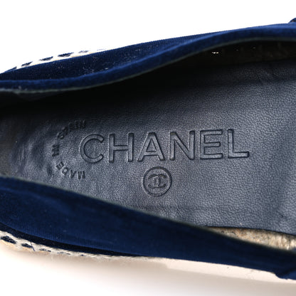 Chanel Velvet Logo Espadrilles 38 Navy Black 10 of 11
