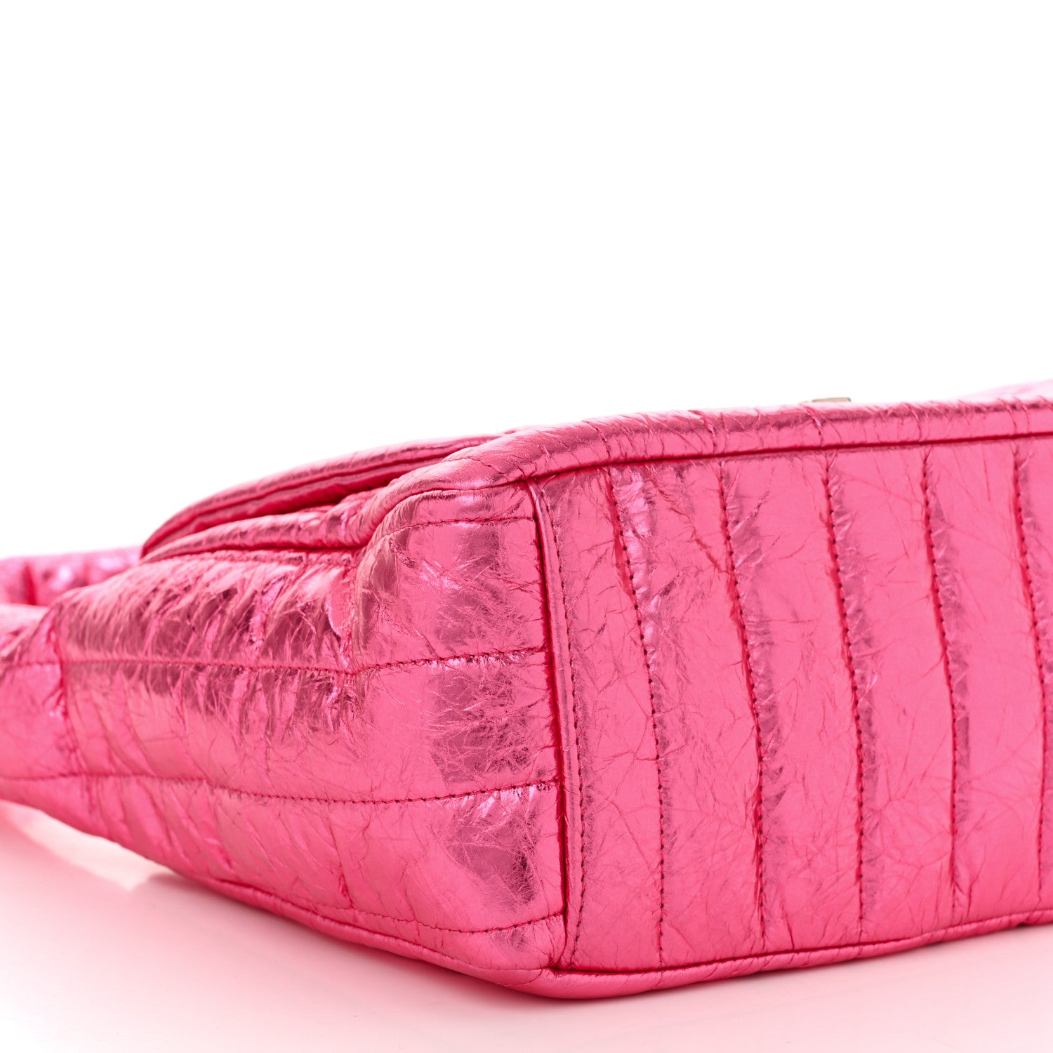 Balenciaga Metallized Crushed Calfskin Quilted Small Monaco Shoulder Bag Pink 9 of 10