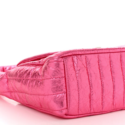 Balenciaga Metallized Crushed Calfskin Quilted Small Monaco Shoulder Bag Pink 9 of 10