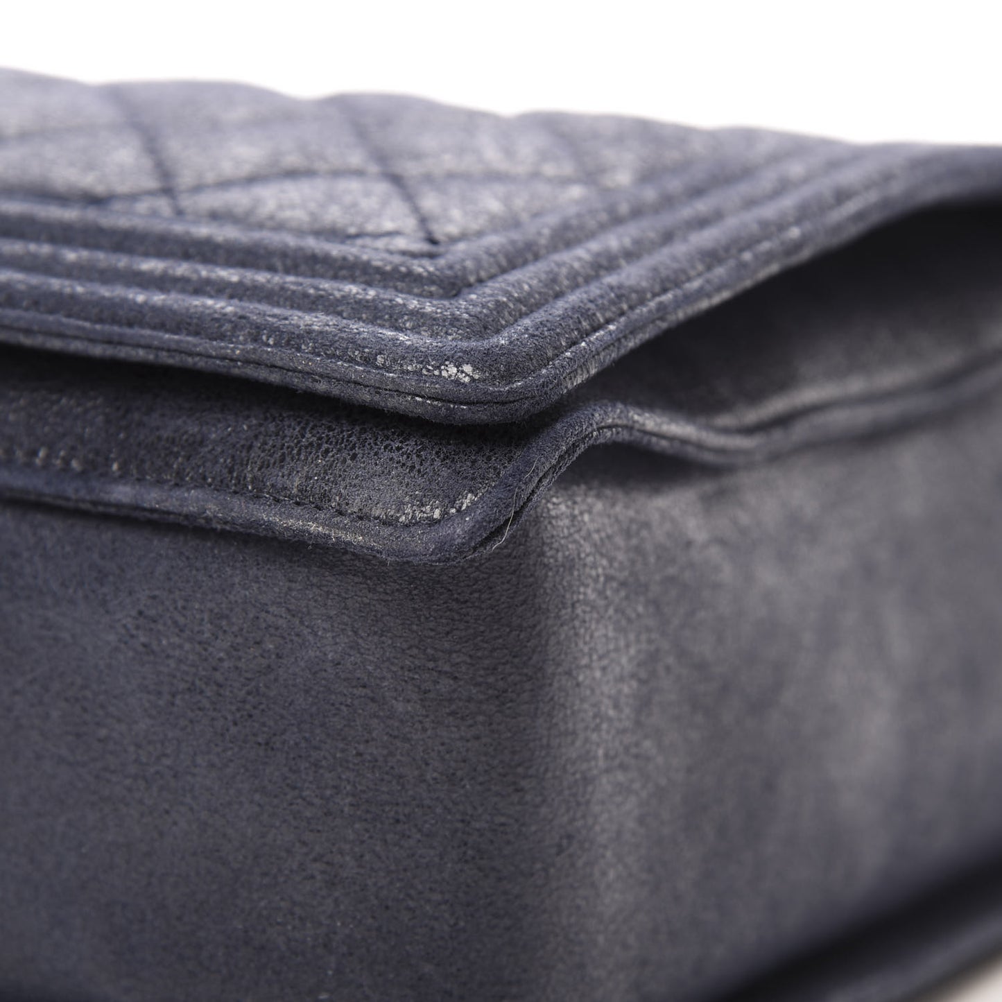 Goatskin Quilted Large Gentle Boy Flap Navy