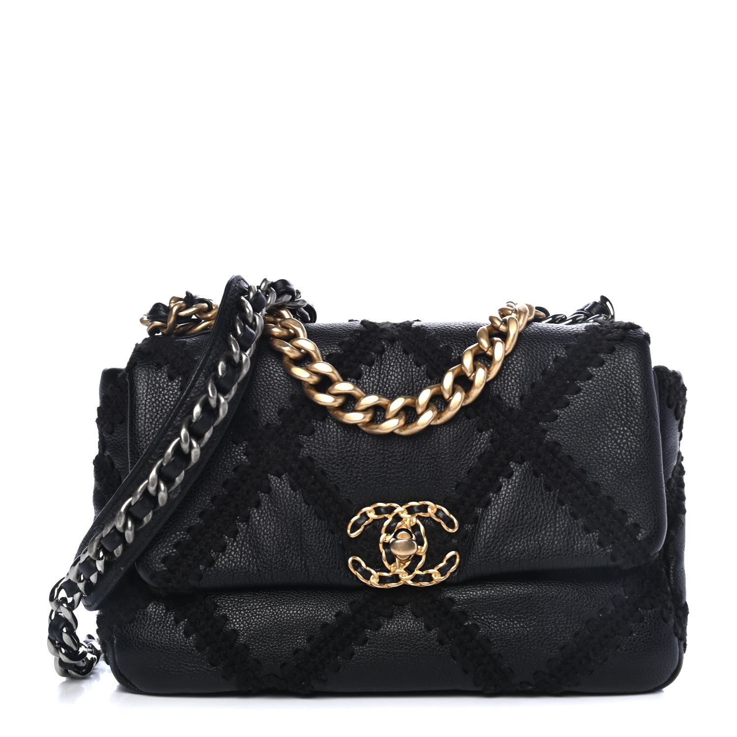 Chanel Calfskin Crochet Medium Chanel 19 Flap Black 1 of 5