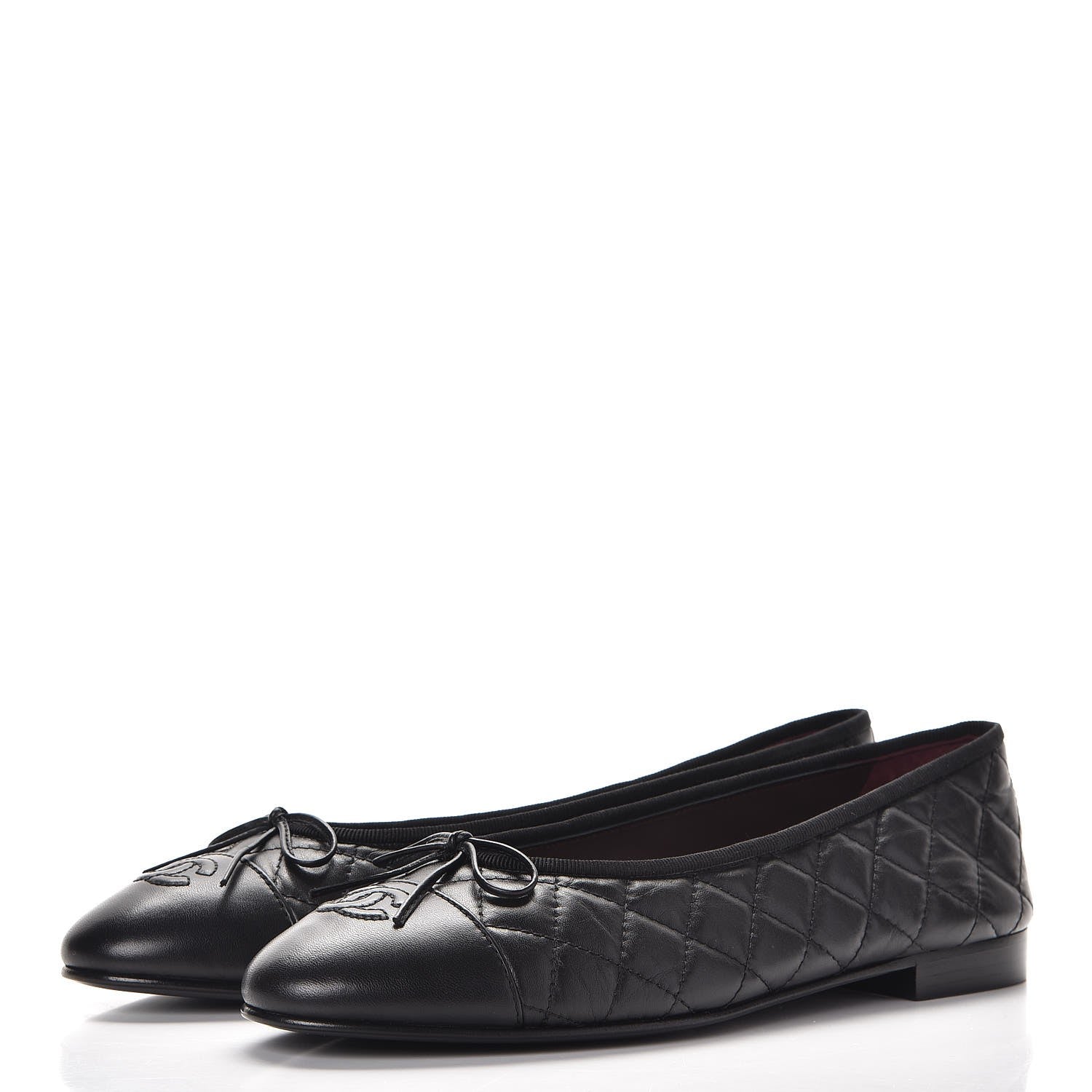 Chanel Aged Calfskin Quilted Cap Toe Ballerina Flats 41 Black 3 of 9
