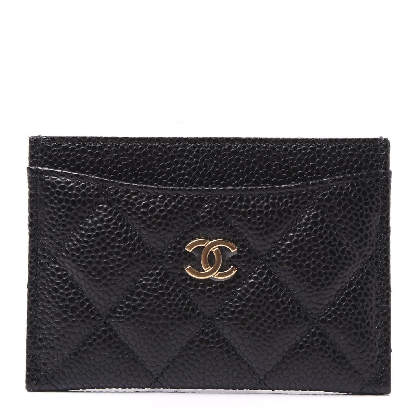 Caviar Quilted Card Holder Black
