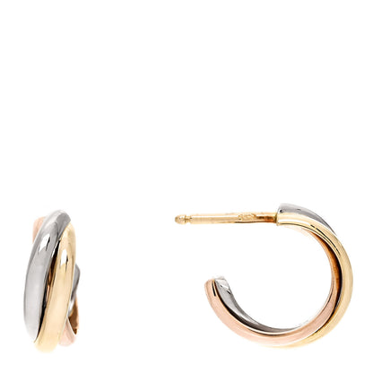 Cartier 18K Pink Yellow White Gold Small Trinity Hoop Earrings 1 of 5