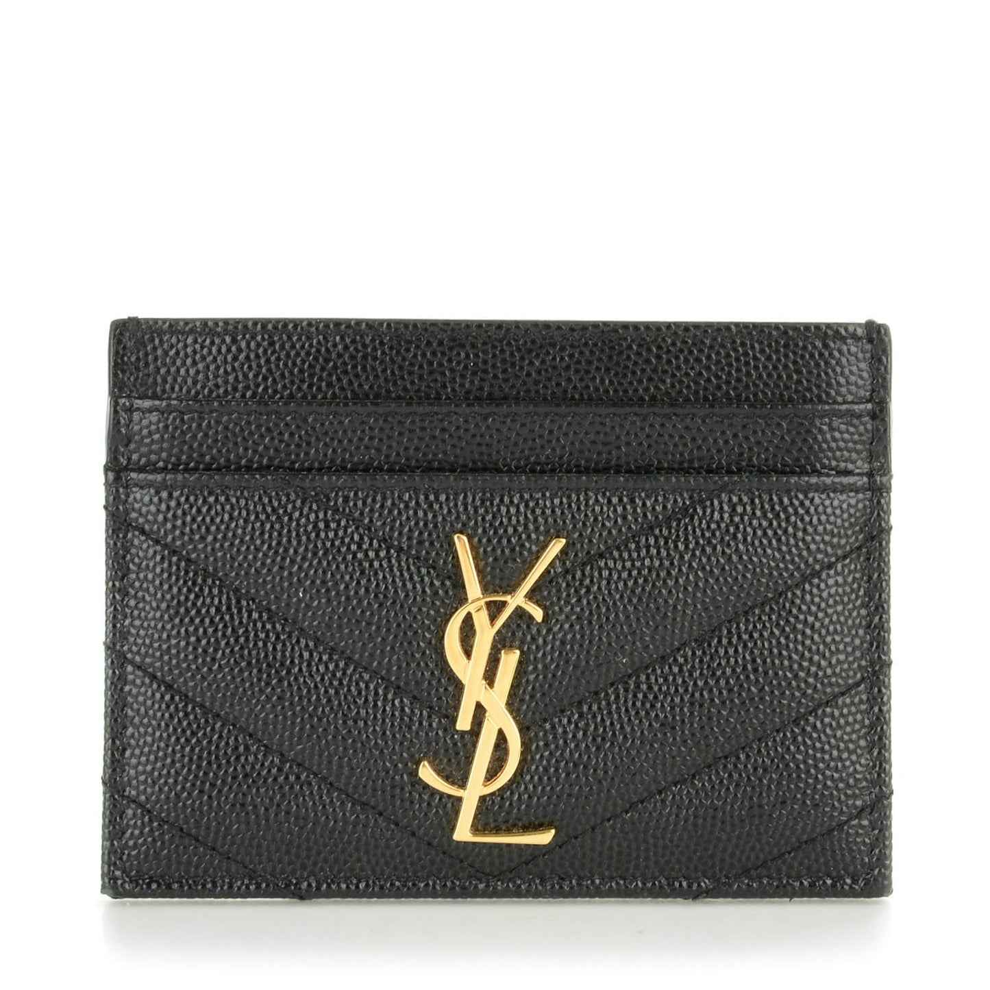Grain De Poudre Matelasse Chevron Monogram Credit Card Case Black