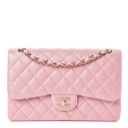 Chanel Iridescent Caviar Quilted Jumbo Double Flap Rose Pink 1 of 9