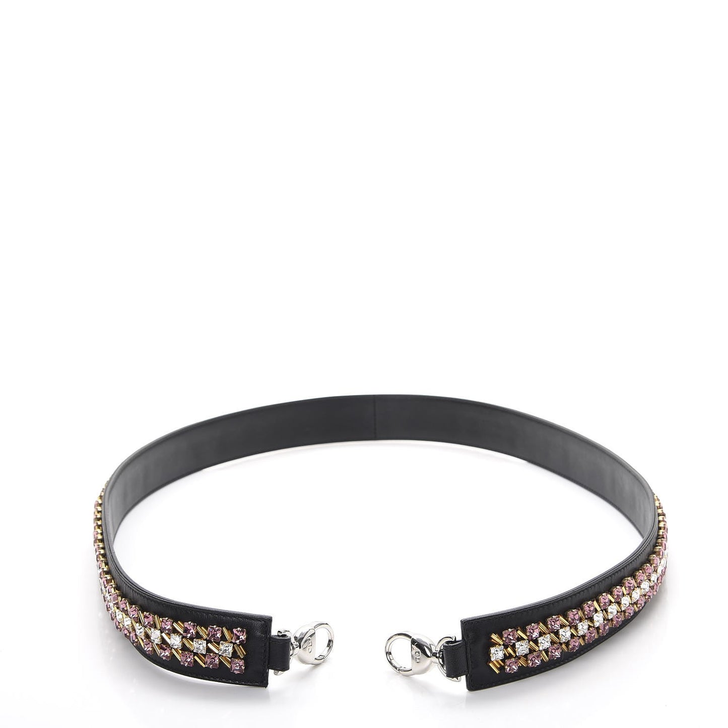 Lambskin Crystal Studded Shoulder Strap Black