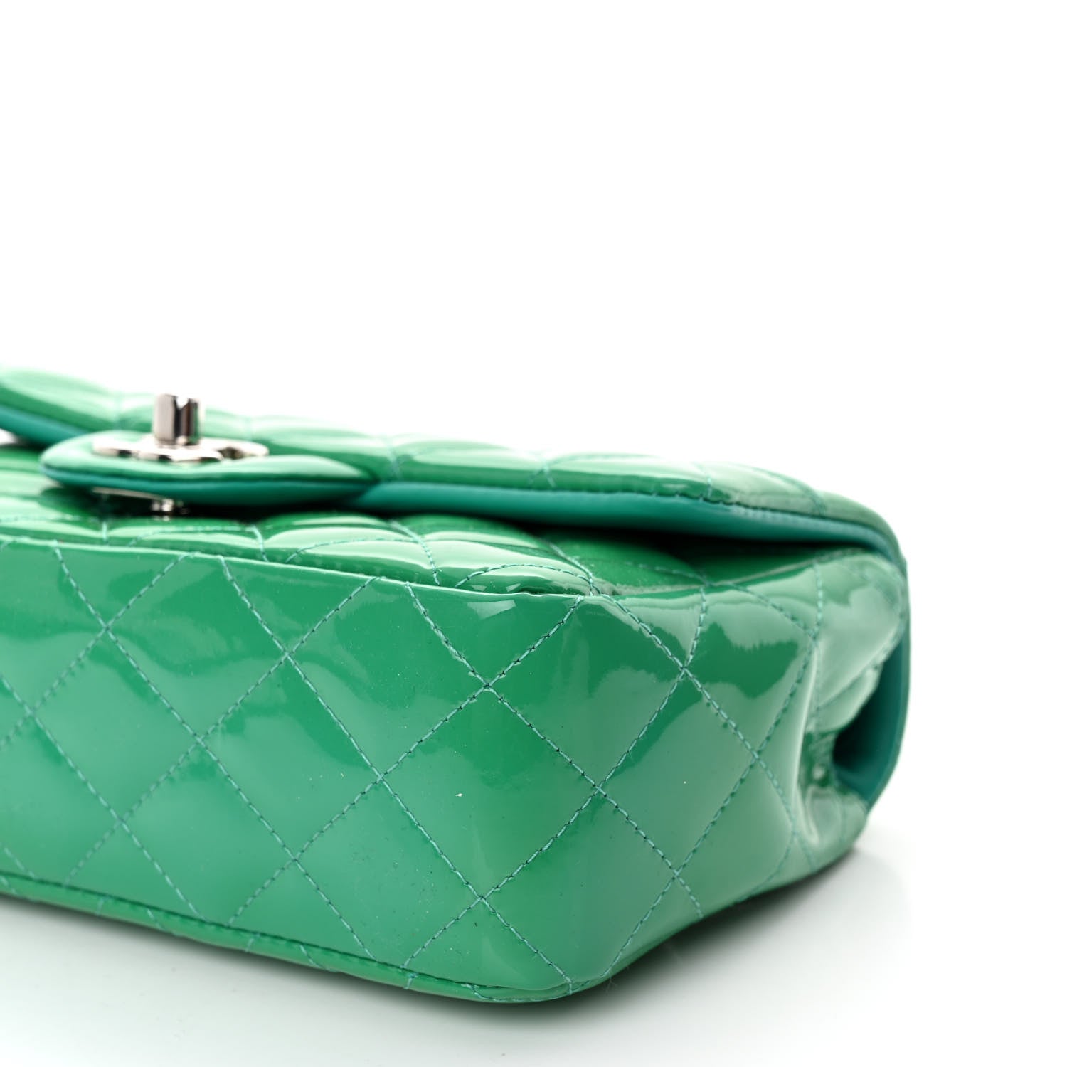 Chanel Patent Calfskin Quilted Mini Rectangular Flap Green 9 of 11