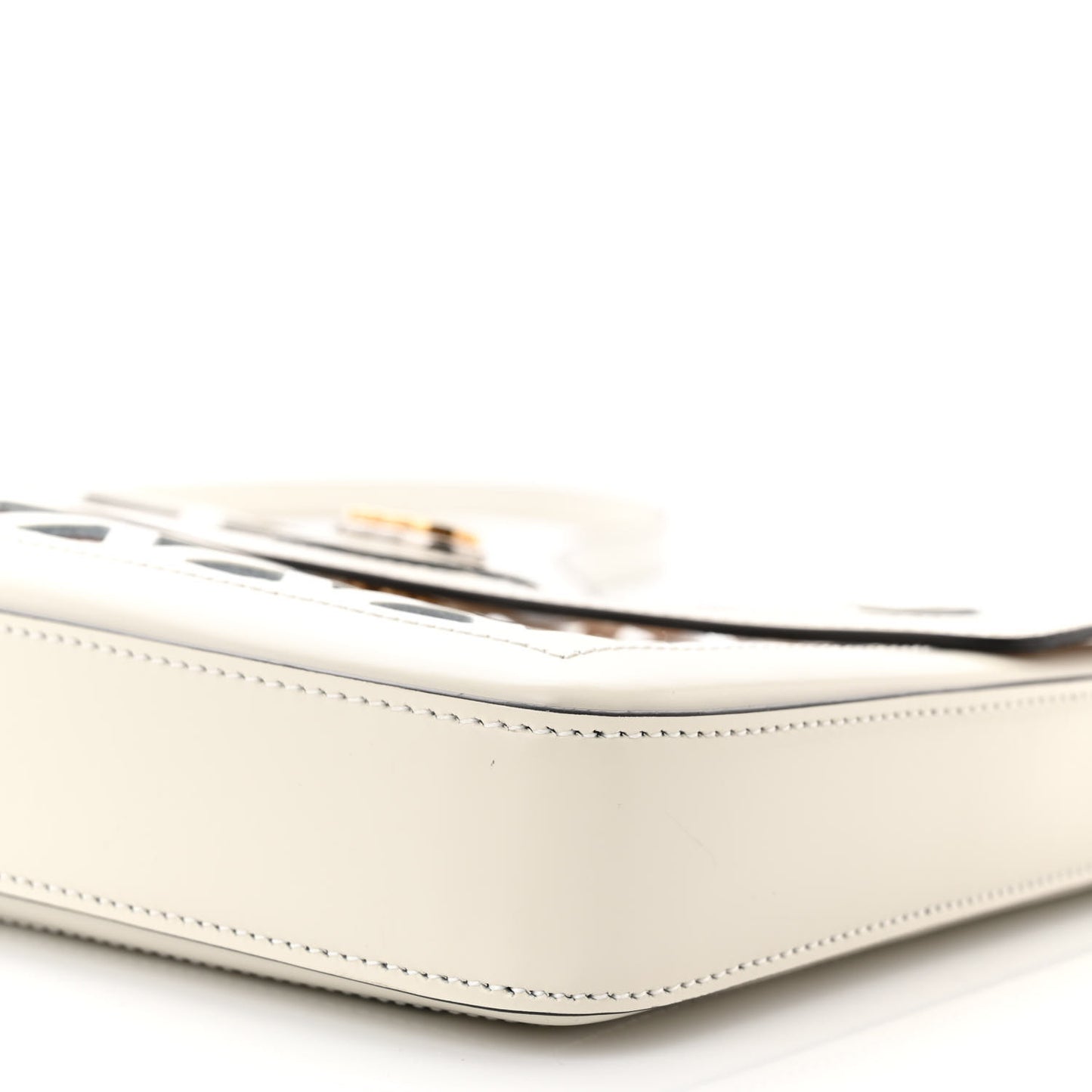 Canvas Flora Floral Calfskin Medium Cutout Shoulder Bag White Multicolor