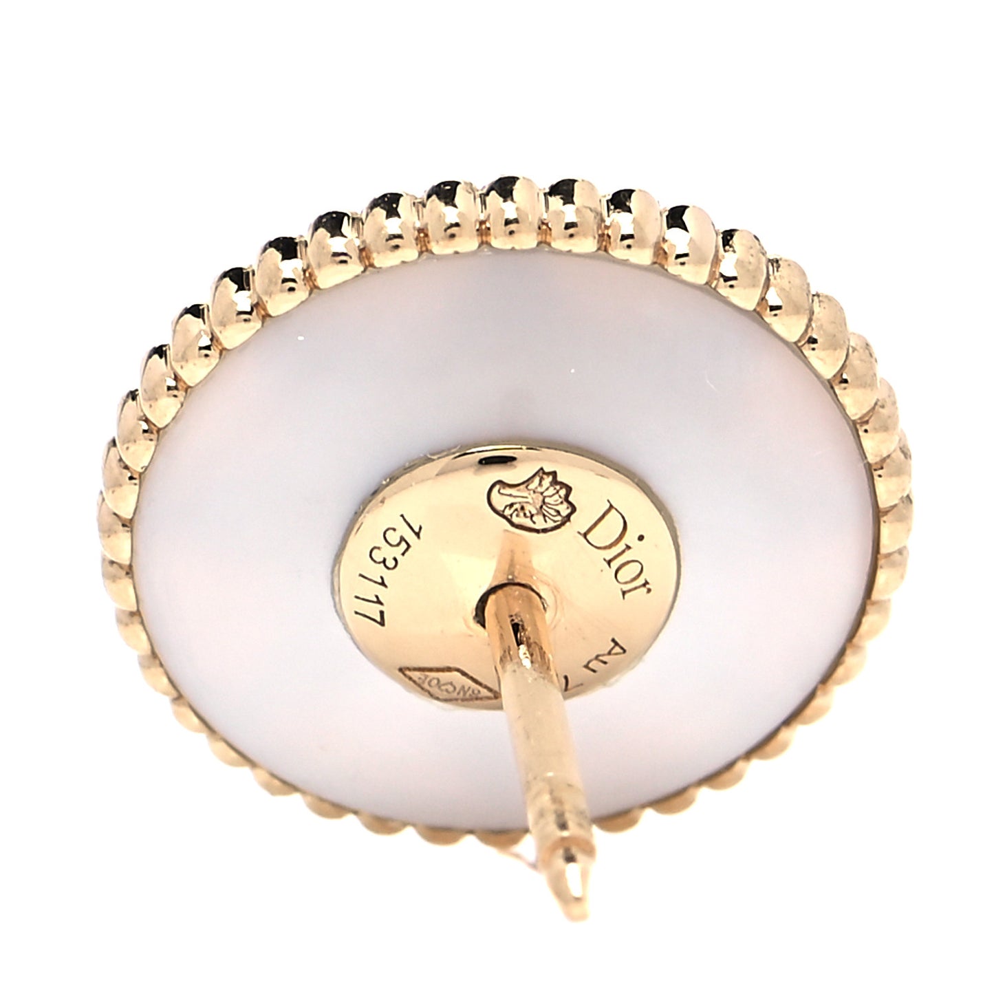 18K Yellow Gold Diamond Mother of Pearl Large Rose Des Vents Earrings
