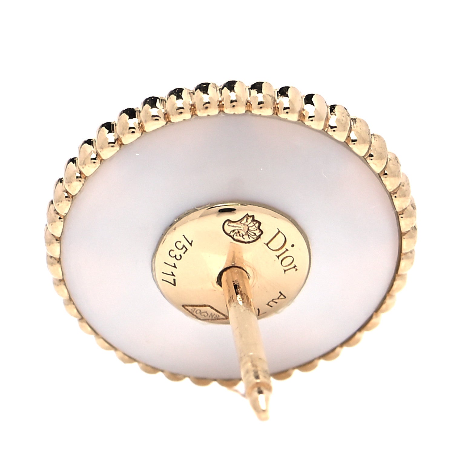 Christian Dior 18K Yellow Gold Diamond Mother of Pearl Large Rose Des Vents Earrings 5 of 6