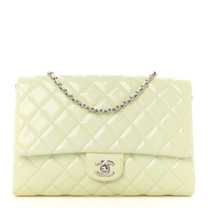 Chanel Patent Quilted Clutch with Chain Flap Light Green 1 of 11