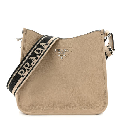 Prada Vitello Daino Soft Hobo Messenger Bag Sabbia 1 of 9