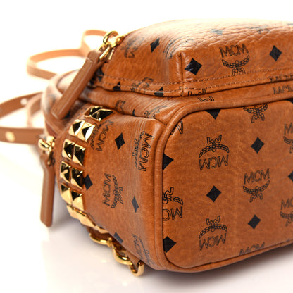 MCM Visetos Side Stud Mini Stark Backpack Cognac 7 of 9