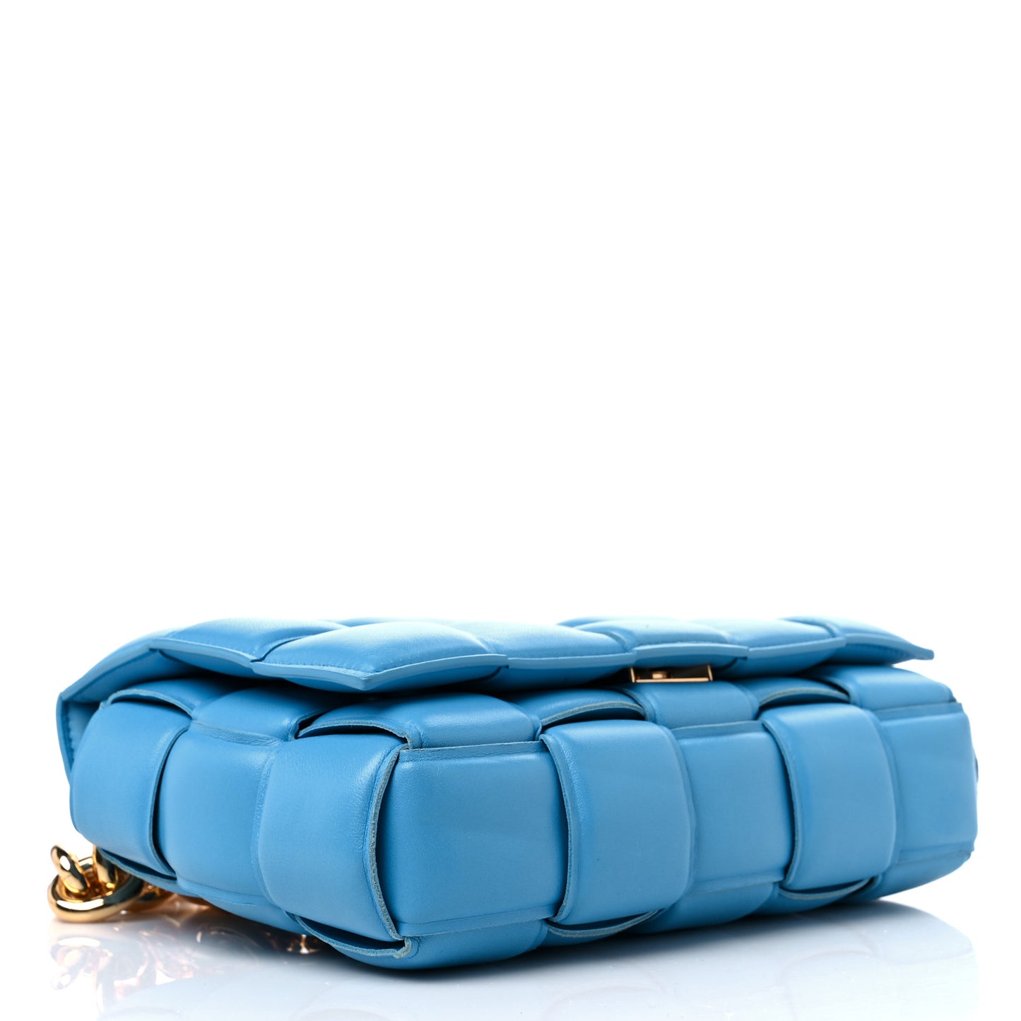 Lambskin Maxi Intreccio Padded Chain Cassette Crossbody Bag Swimming Pool