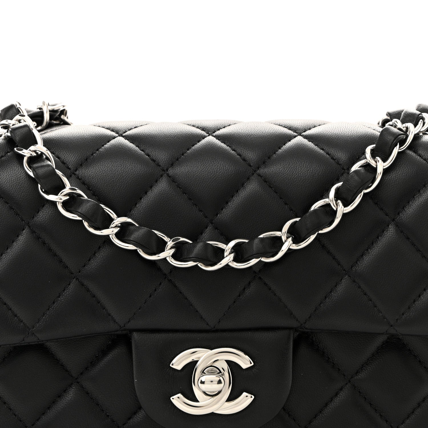Chanel Lambskin Quilted Mini Rectangular Flap Black 1793177