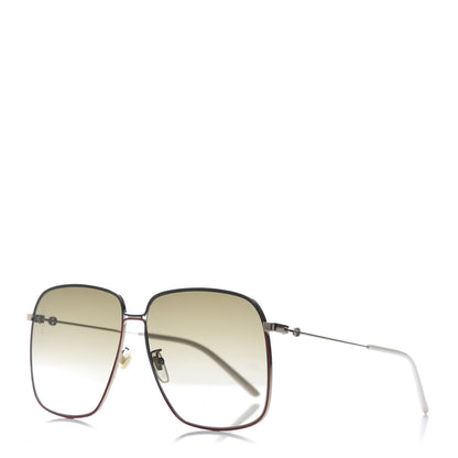 Gucci Web Rectangular Frame Interlocking G Sunglasses GG0394S Green Red 1 of 6