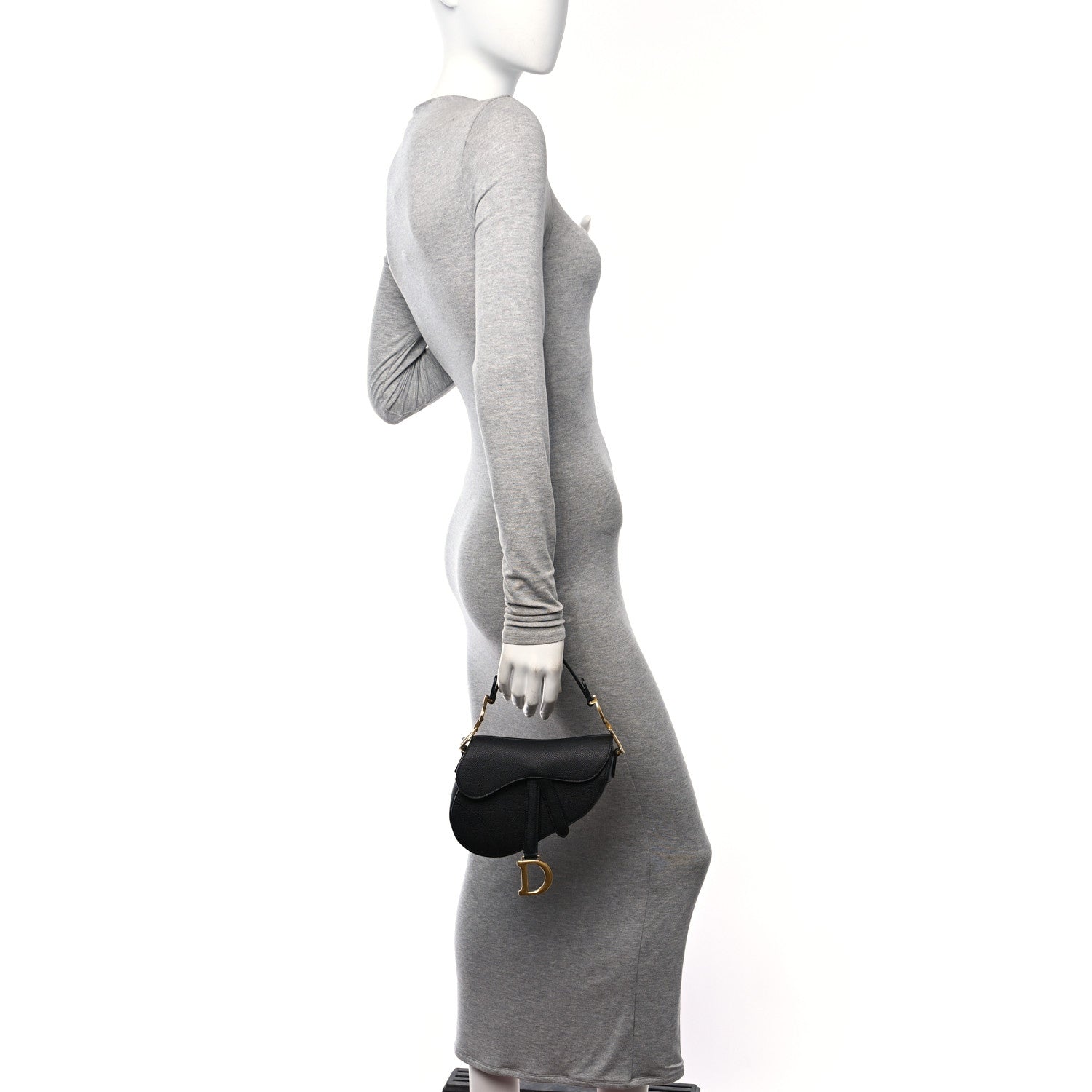 Christian Dior Grained Calfskin Mini Saddle Bag Black 2 of 10