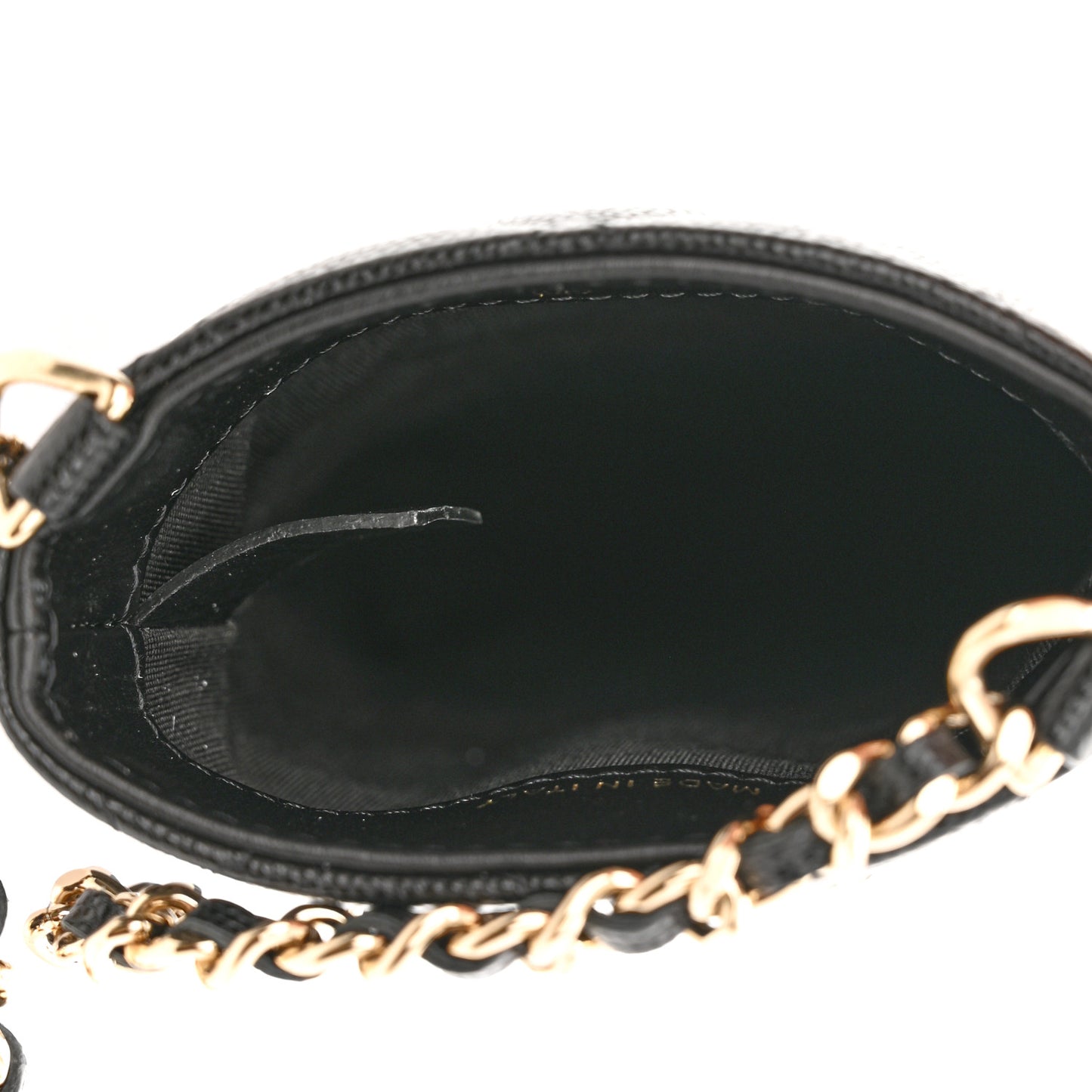 Caviar Quilted French New Wave Phone Holder With Chain Black