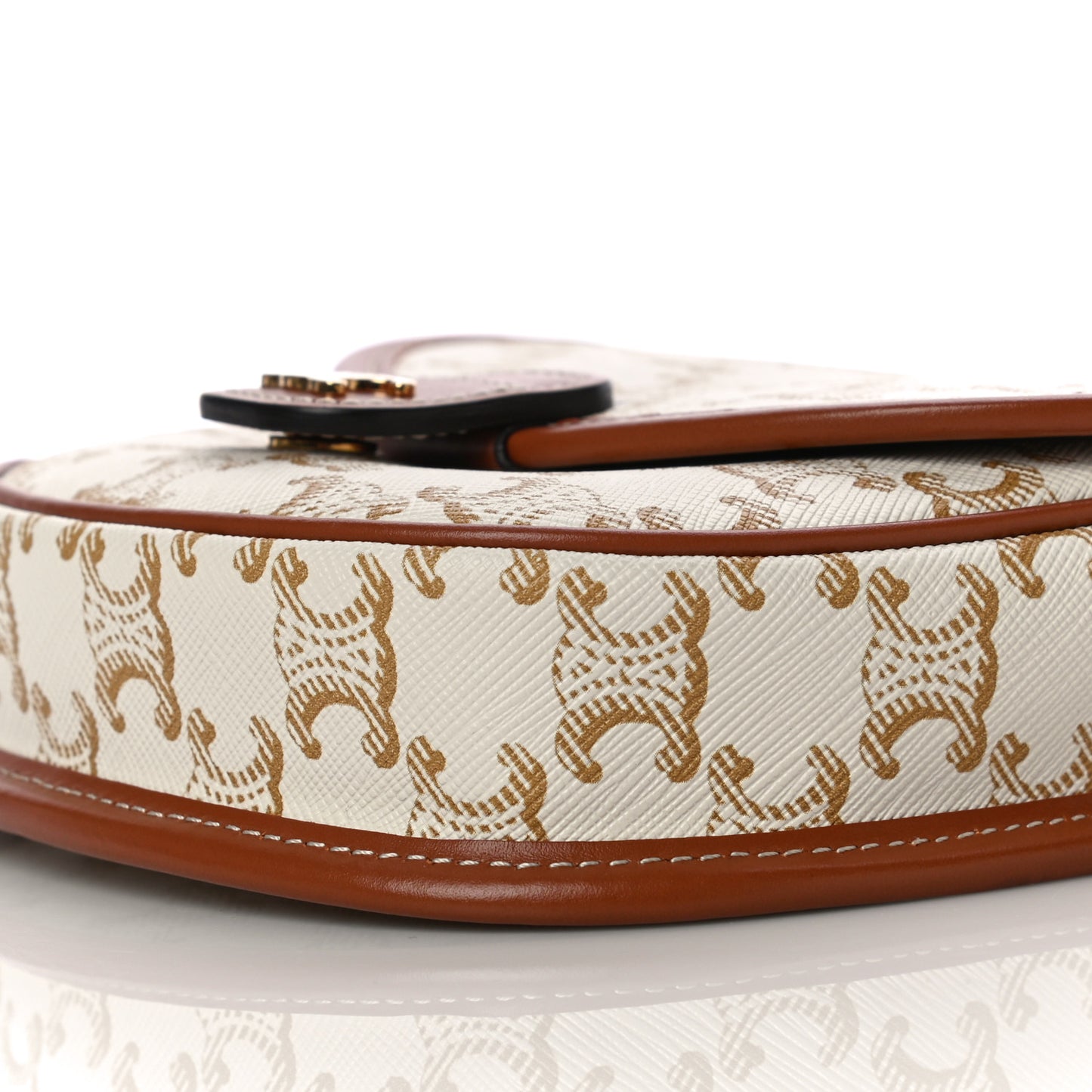 Triomphe Canvas Calfskin Mini Besace Bag White