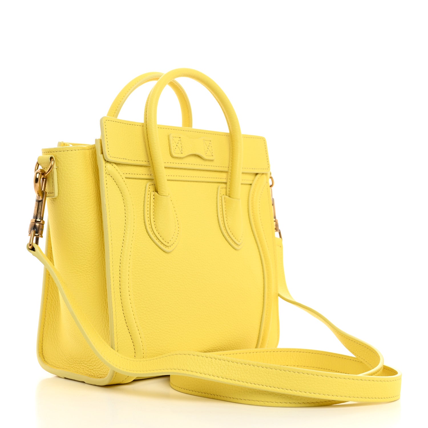 Celine Drummed Calfskin Nano Luggage Acacia 2 of 11