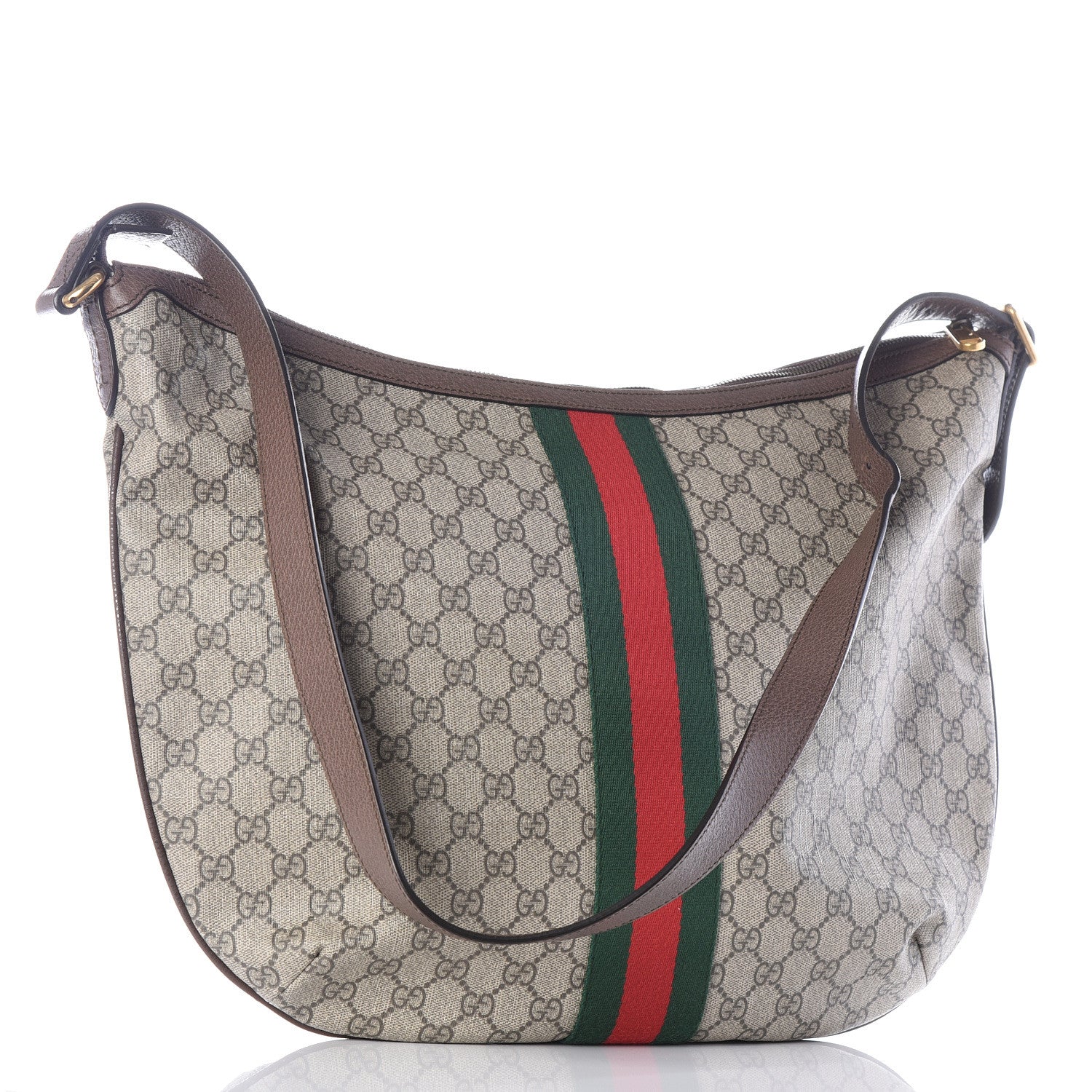 Gucci GG Supreme Monogram Web Ophidia Half Moon Hobo Brown 2 of 10