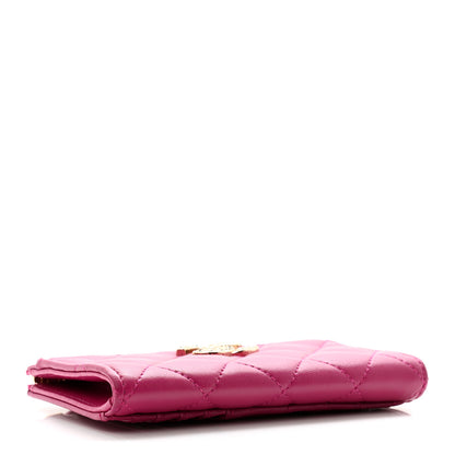 Chanel Lambskin Quilted Pearl Crystal CC Zip Around Card Holder Pink 4 of 8