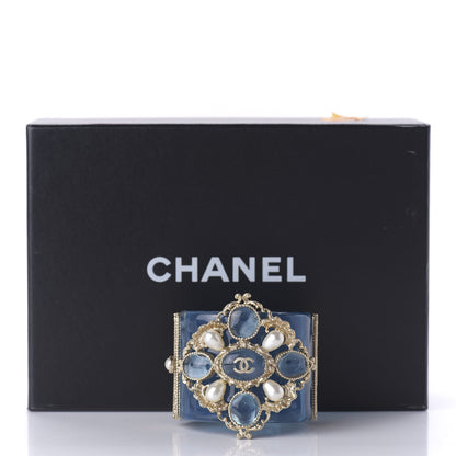 Chanel Resin Gripoix Pearl CC Cuff Blue 6 of 6