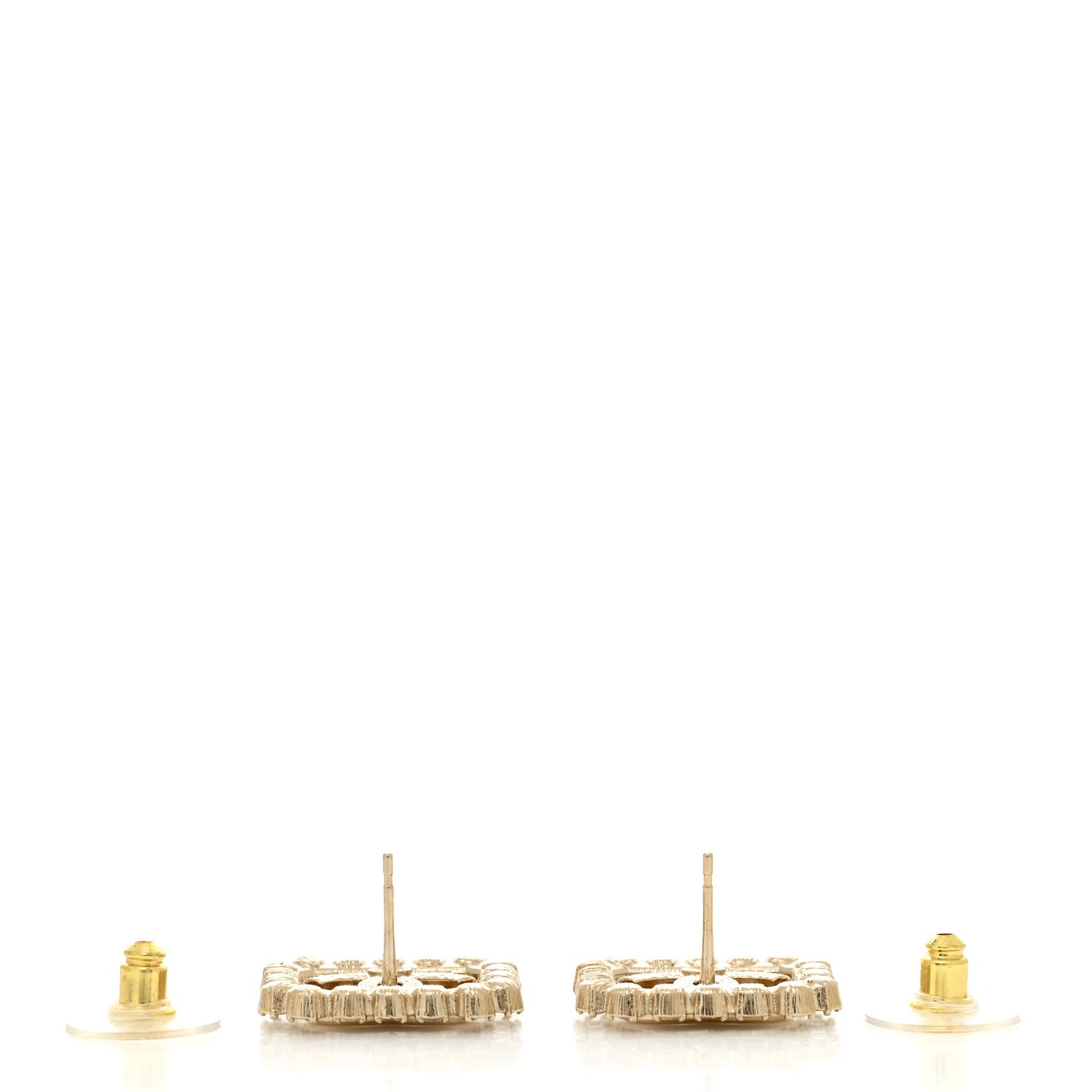 Crystal CC Square Earrings Gold