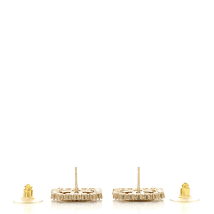 Chanel Crystal CC Square Earrings Gold 3 of 5