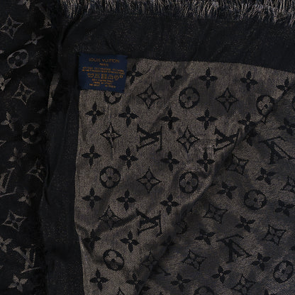 Louis Vuitton Silk Lurex Wool Monogram Shine Shawl Black 3 of 4