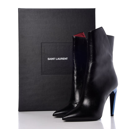 Saint Laurent Nappa Silk Freja 105 Zip Booties 35.5 Black Metal Cherry 10 of 10