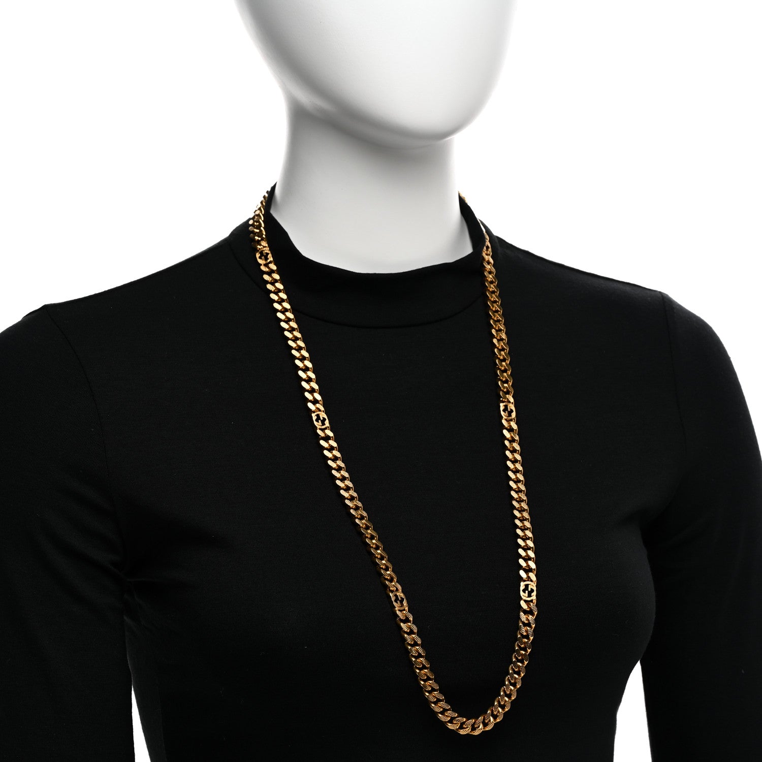 Gucci Metal Interlocking GG Chain Necklace Gold 2 of 6