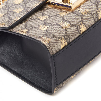 Gucci GG Supreme Monogram Bees Small Padlock Shoulder Bag Black 6 of 10