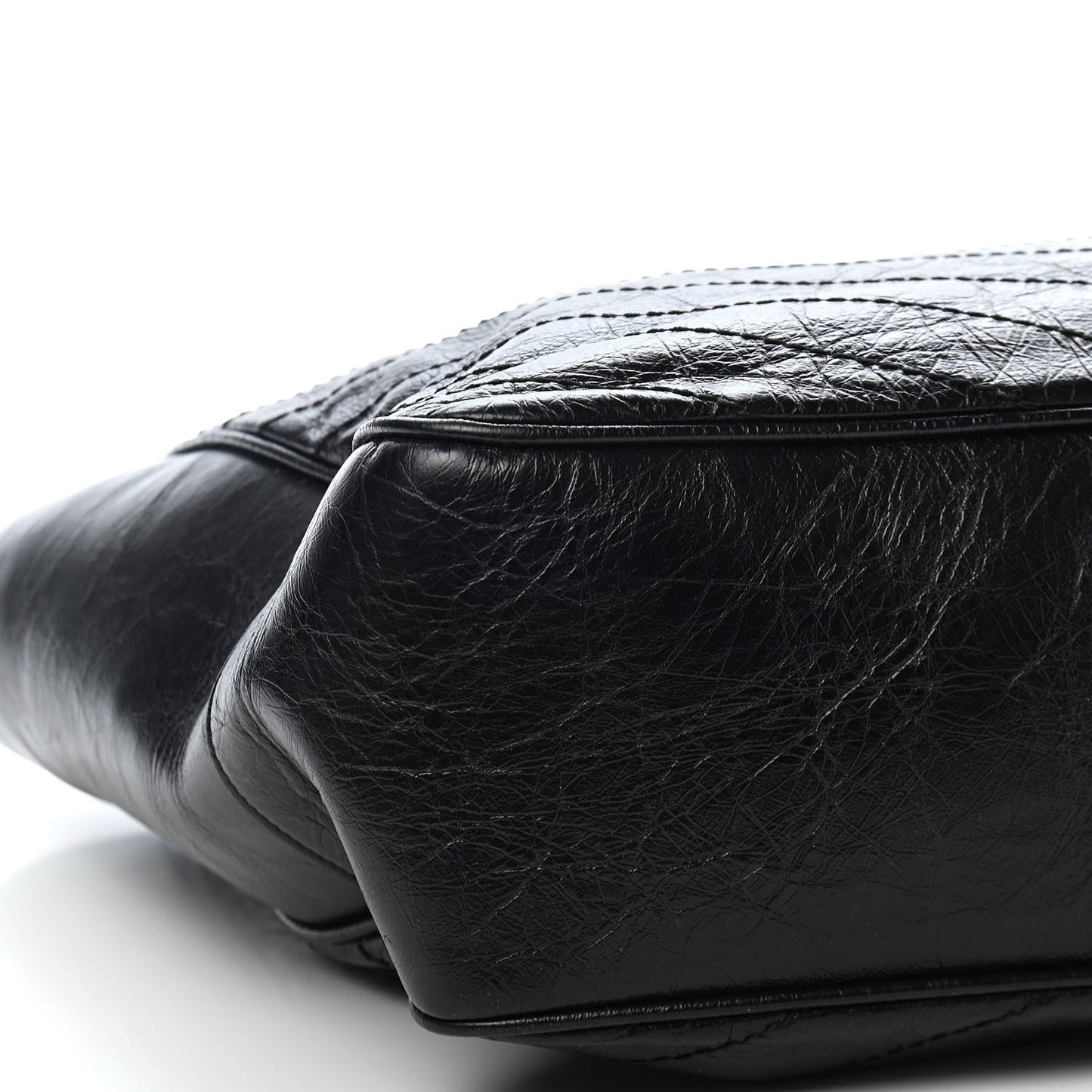 Crinkled Calfskin Matelasse Monogram Large Niki Shopping Tote Bag Black