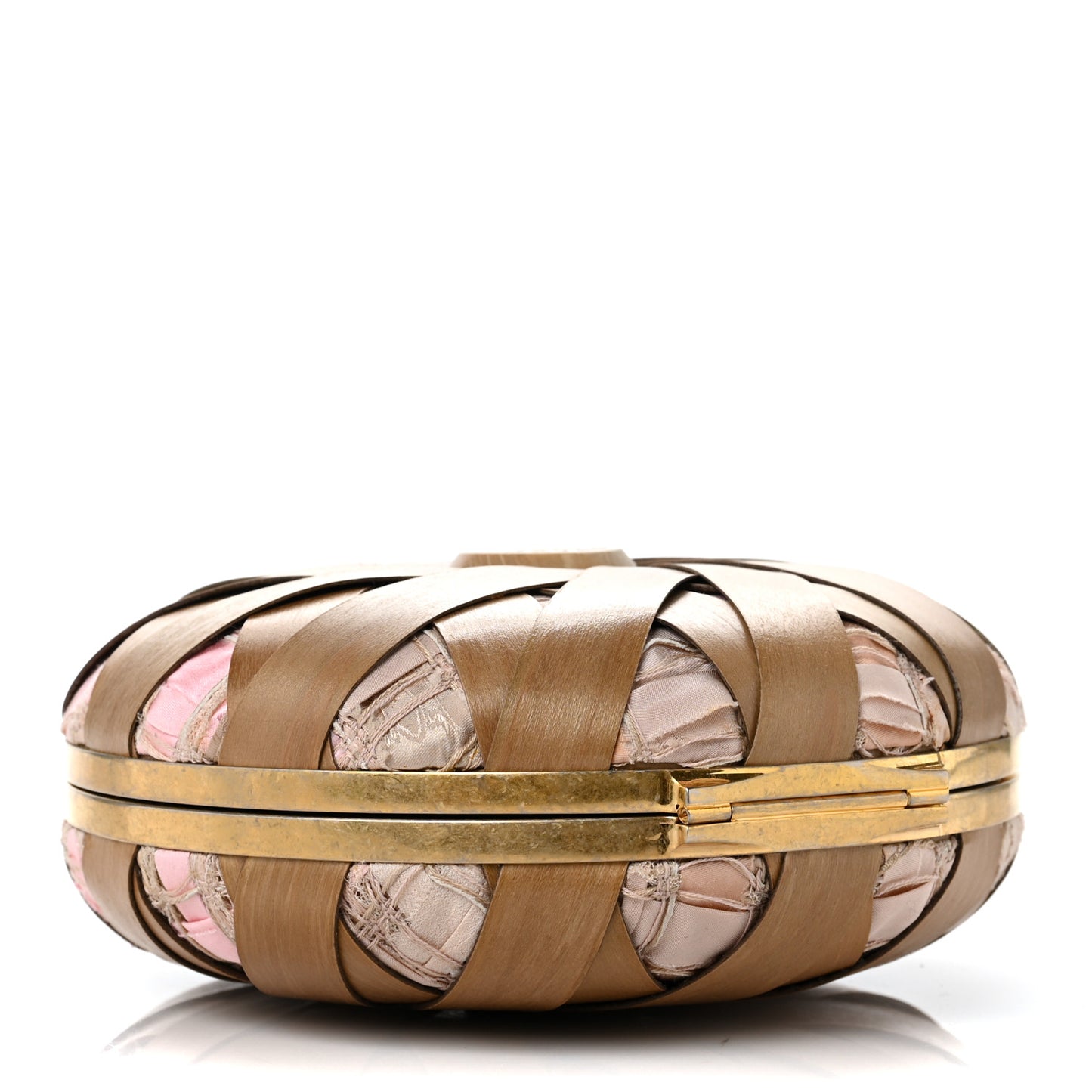 Wood CC Havana Minaudiere Clutch Light Beige Salmon Pink