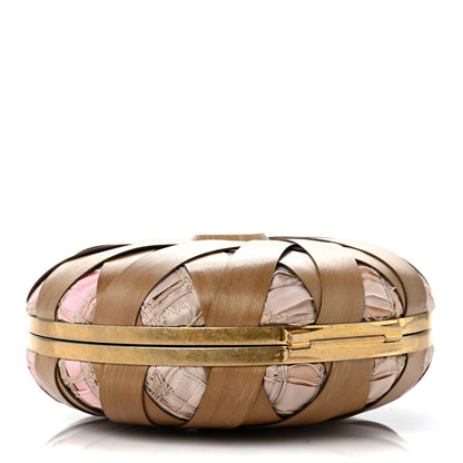 Chanel Wood CC Havana Minaudiere Clutch Light Beige Salmon Pink 3 of 8