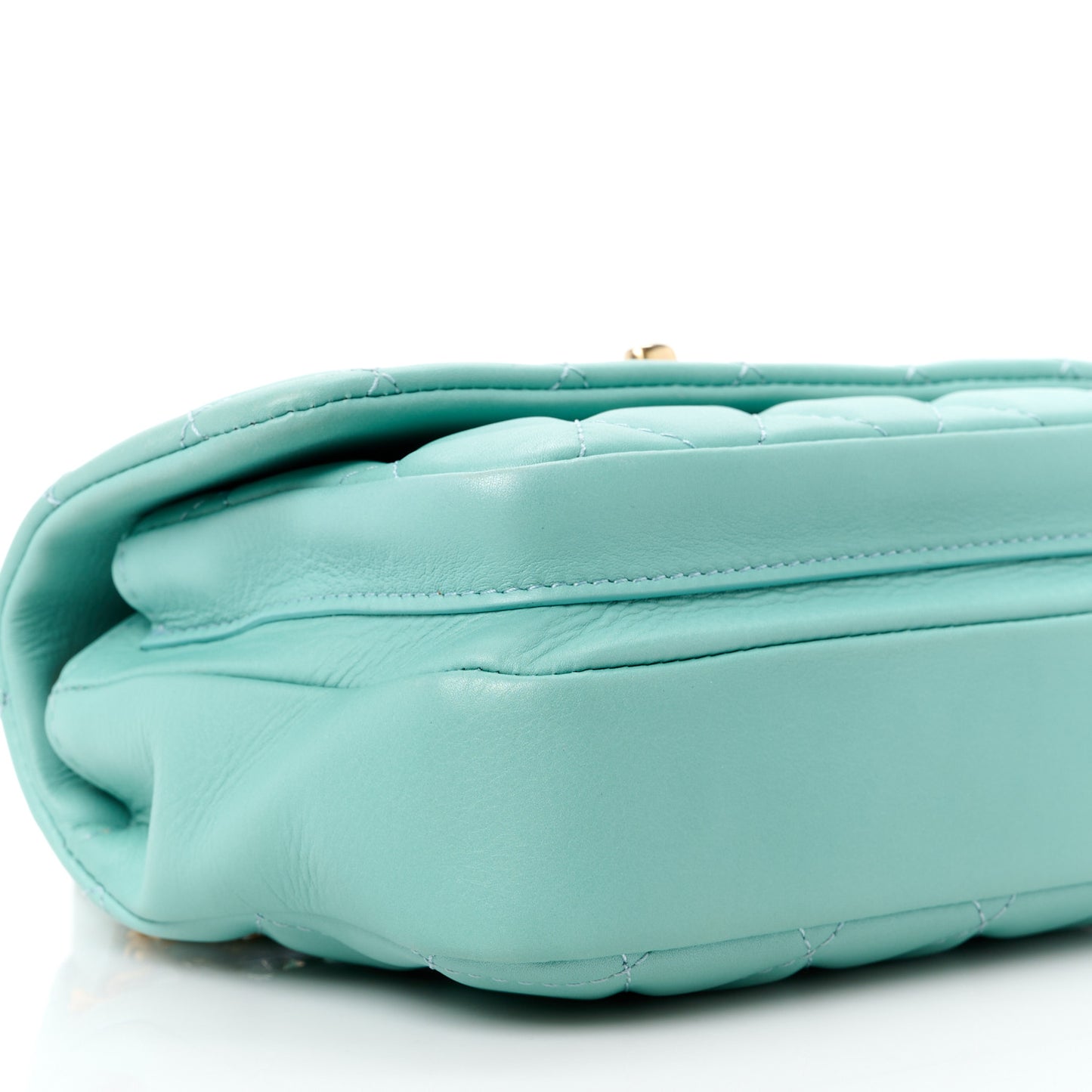 Calfskin Quilted Top Handle Flap Light Blue