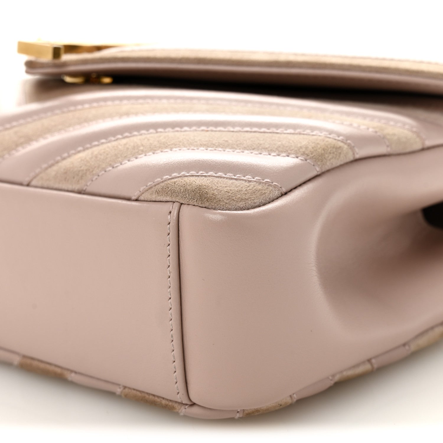 Saint Laurent Calfskin Suede Matelasse Chevron Medium Monogram College Bag Rose Poudre 9 of 9