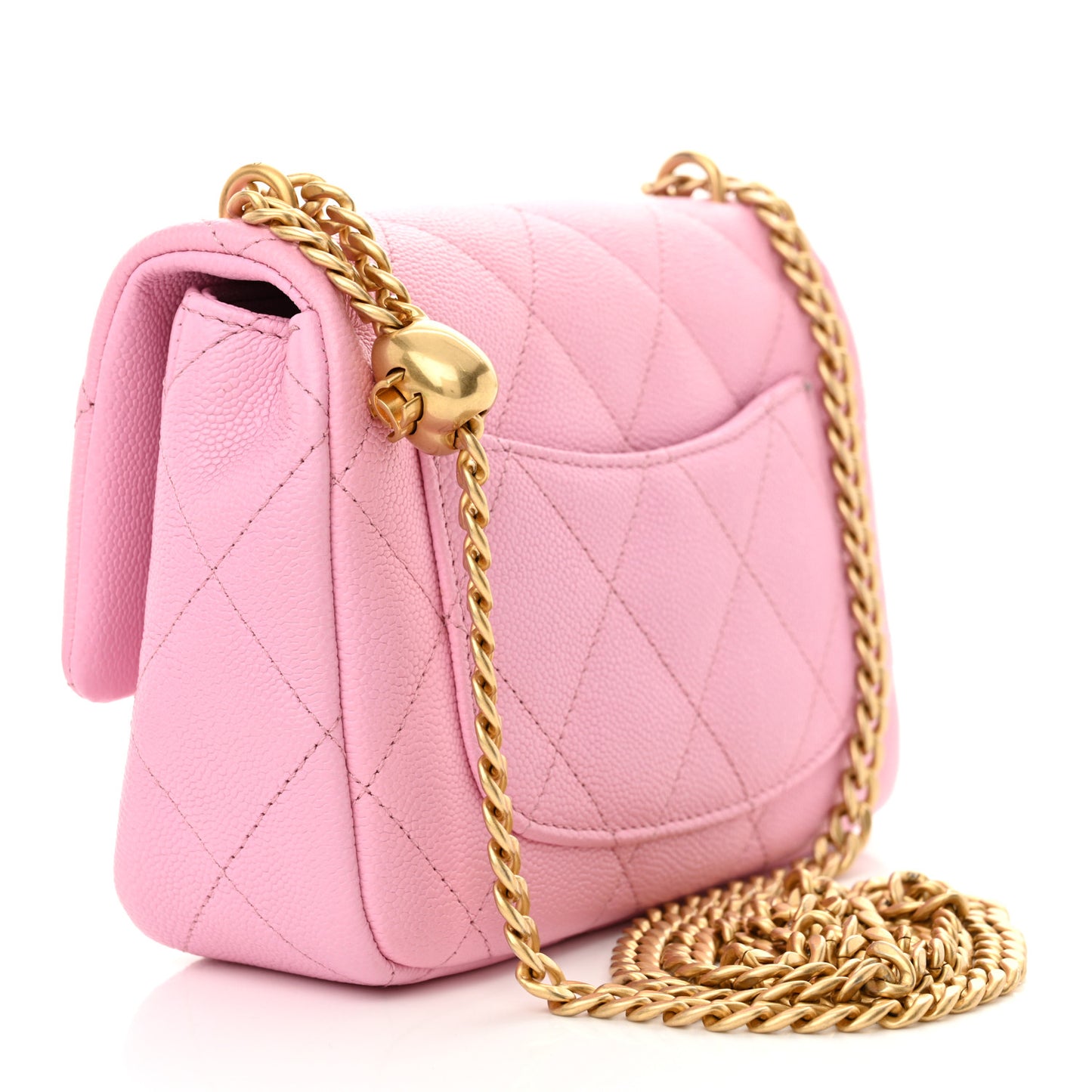 Caviar Quilted Mini Sweetheart Flap Lilac
