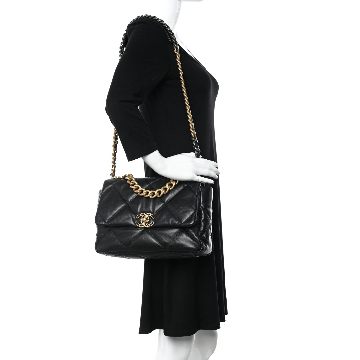 Chanel Lambskin Quilted Large Chanel 19 Flap Black 2 of 10