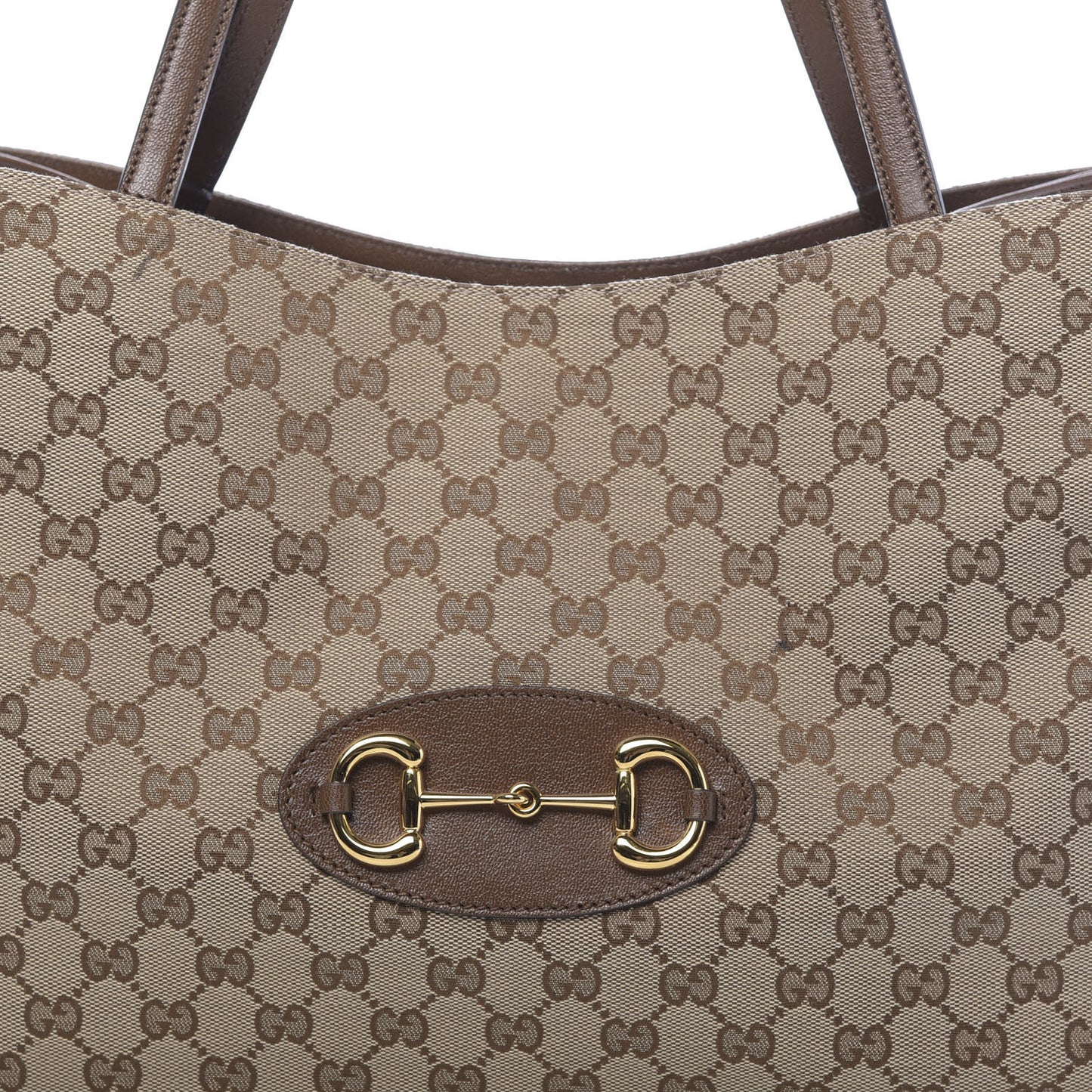 Monogram Horsebit 1955 Tote Bag Beige Brown Sugar