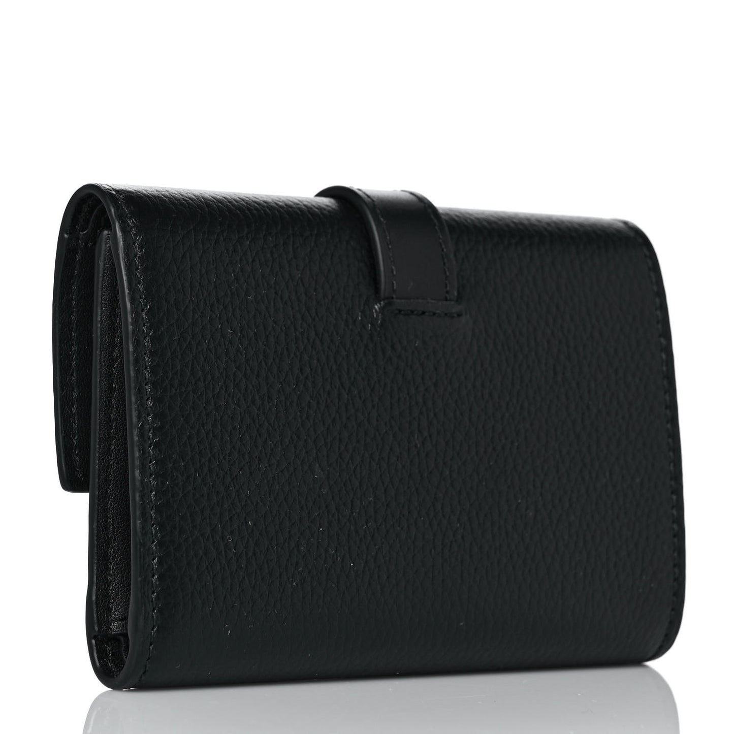 Grained Calfskin Small Vertical Wallet Black