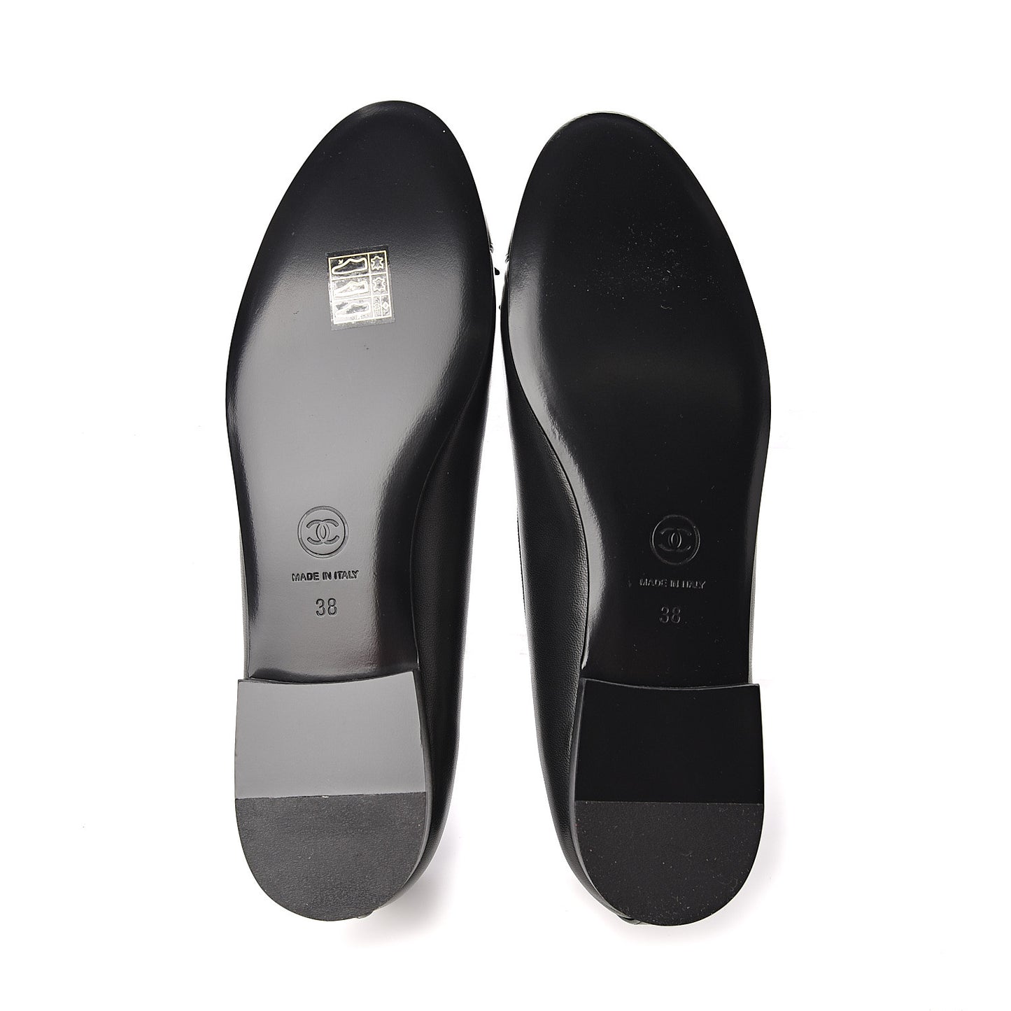 Lambskin Cap Toe Ballerina Flats 38 Black