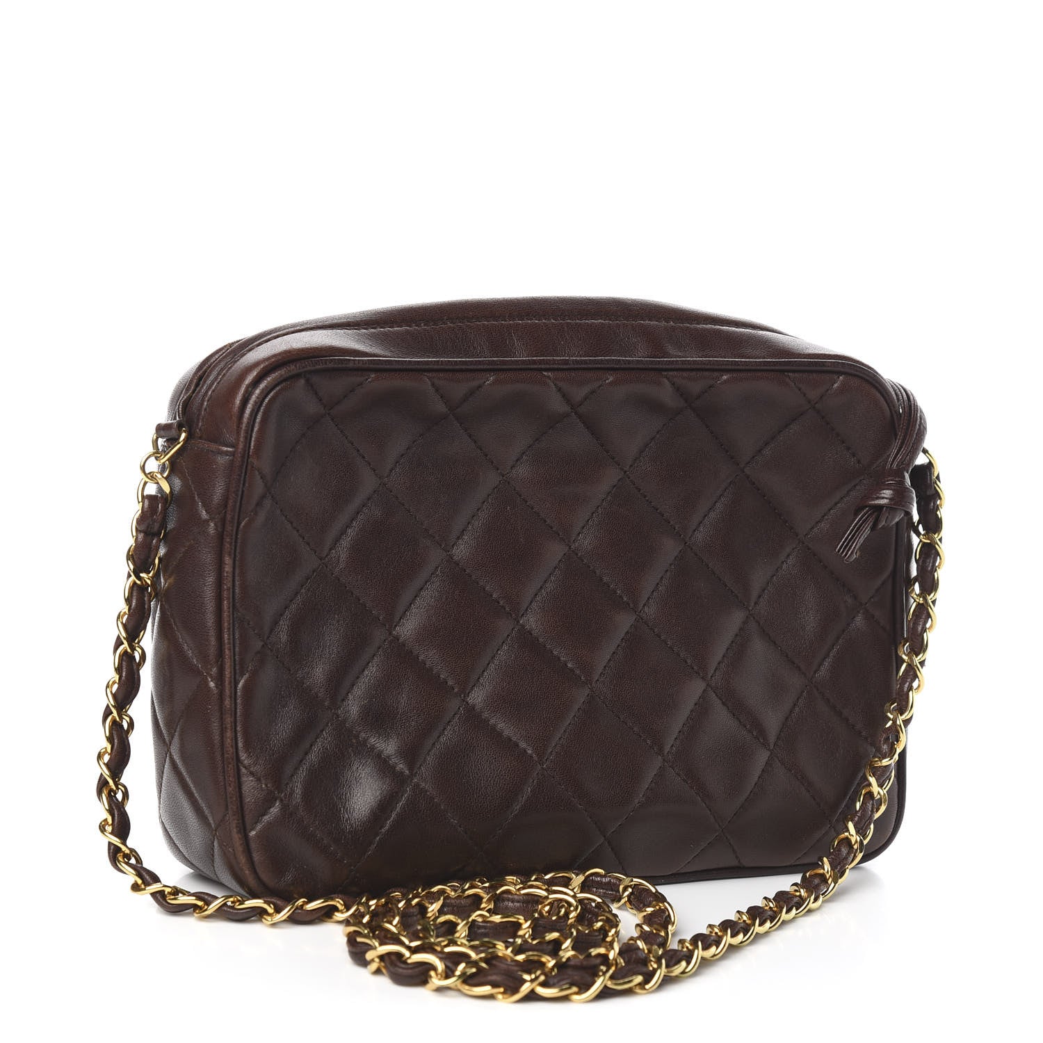 Chanel Lambskin Quilted Camera Case Brown 3 of 11