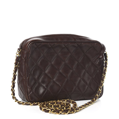 Chanel Lambskin Quilted Camera Case Brown 3 of 11