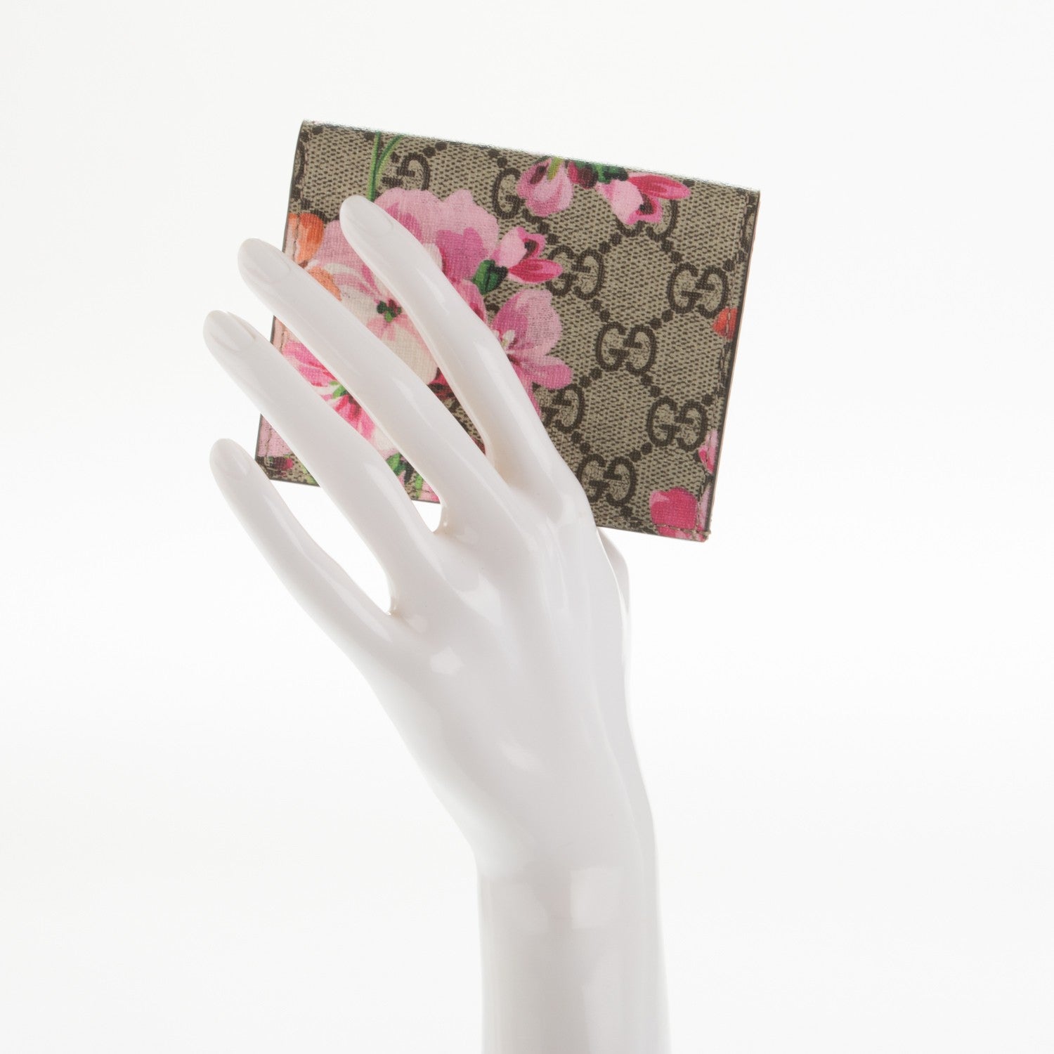 Gucci GG Supreme Monogram Blooms Card Case Beige Multicolor Dry Rose 2 of 7