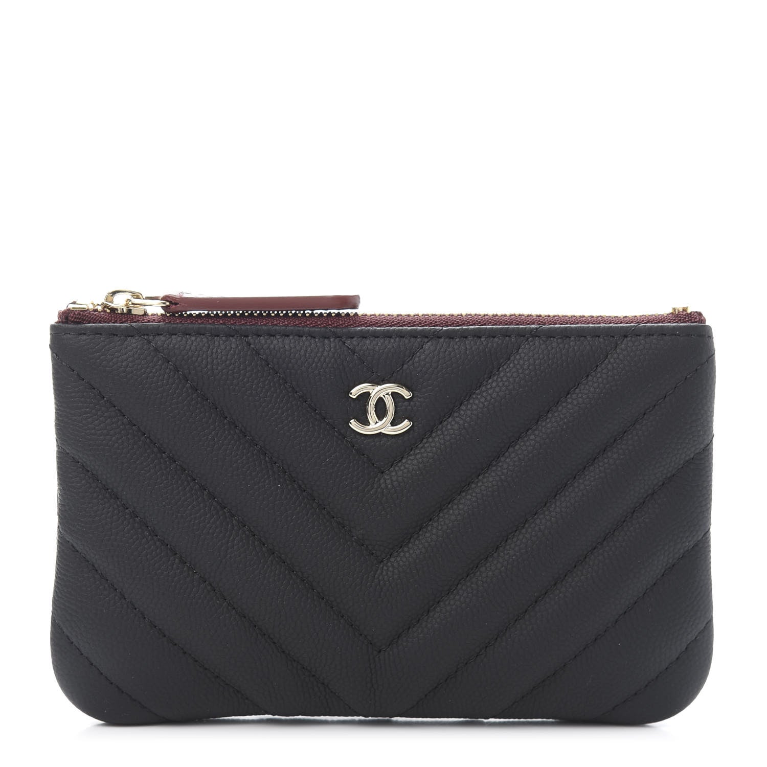 Chanel Caviar Chevron Quilted Small Cosmetic Case Black 1 of 9