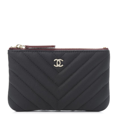 Chanel Caviar Chevron Quilted Small Cosmetic Case Black 1 of 9