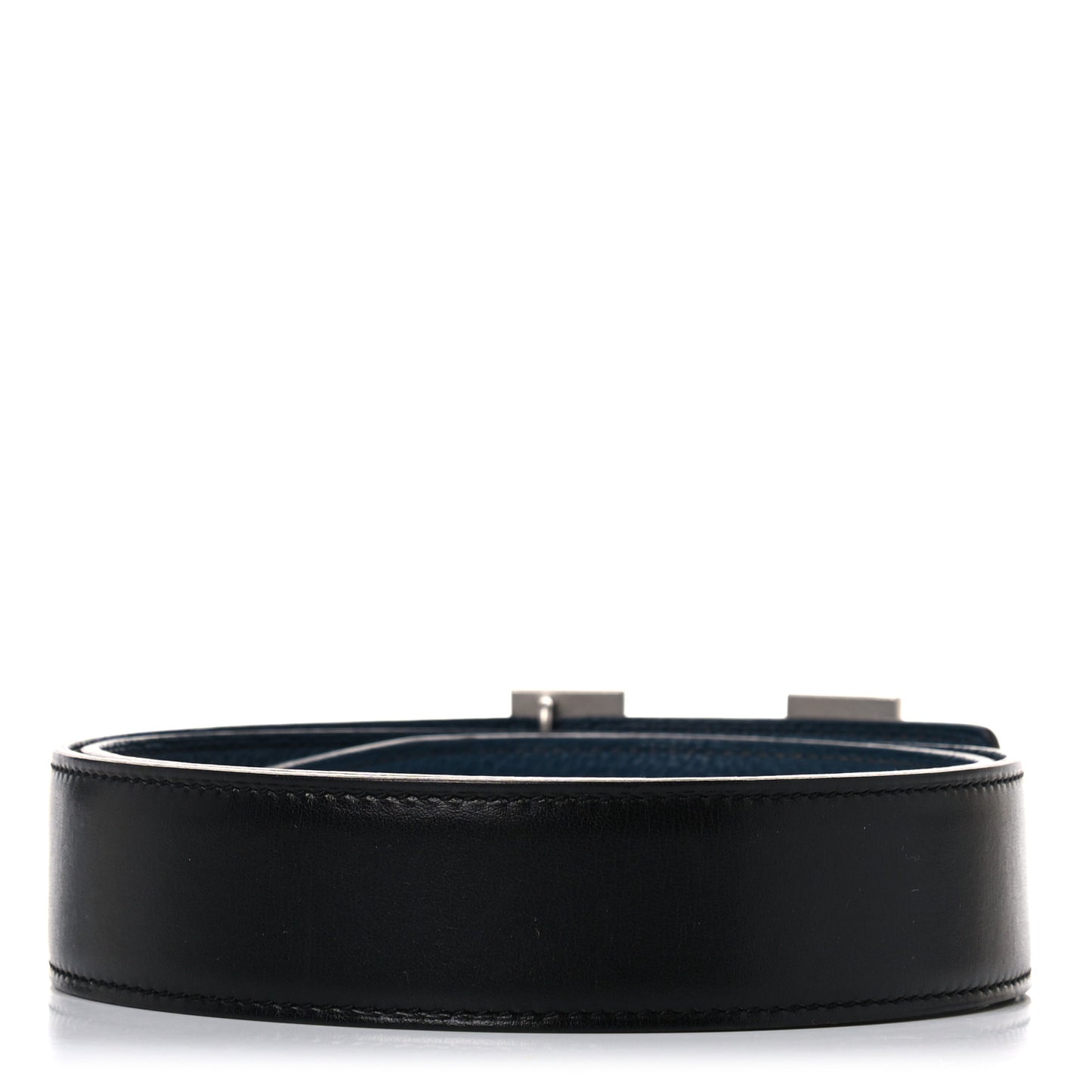 Togo Box 32mm Guilloche H Belt 80 Black Bleu De Prusse